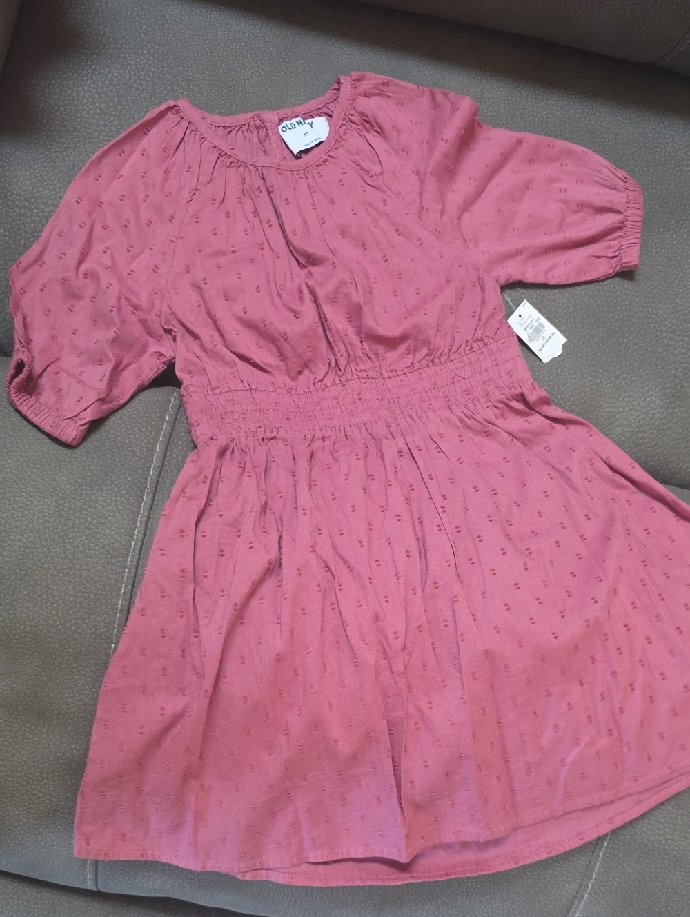 Old Navy Rose Pink Short-Sleeve Smocked-Waist Dress NEW With Tags
